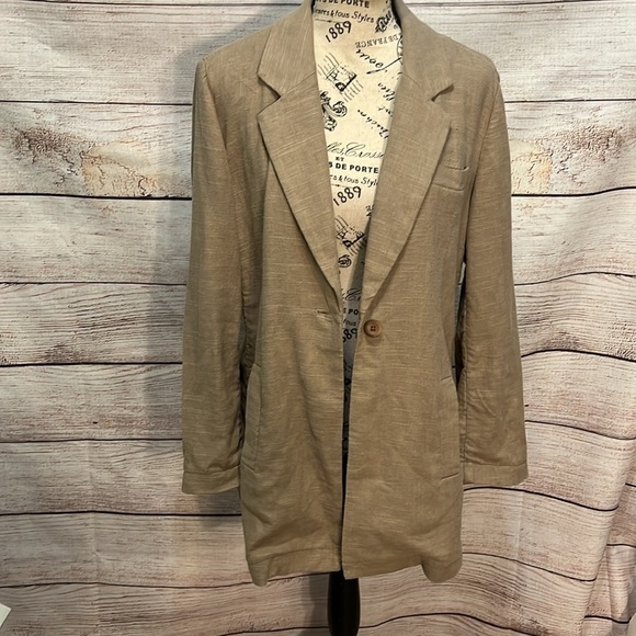 Soft Surroundings Sheridan Blazer Linen Blend Pockets One Button XS Oversized - Picture 10 of 13